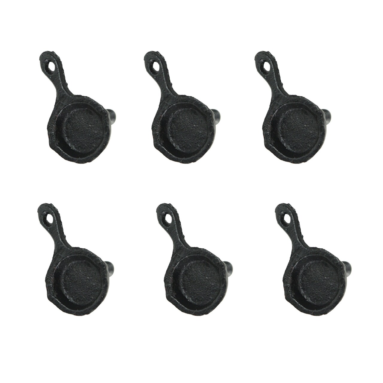 Set of 6 Mini Cast Iron Skillet Drawer Pulls Decorative Kitchen Cabinet Knobs